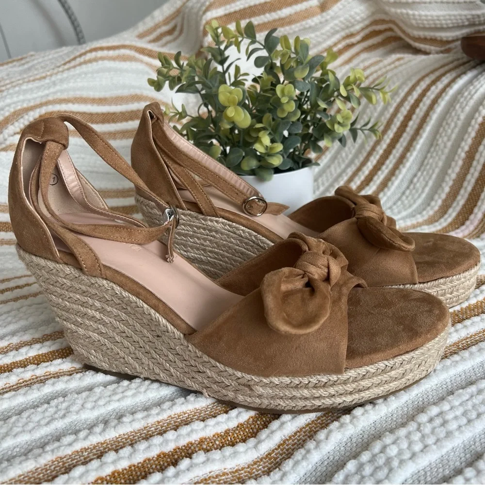 Rilista Womens Wedge Platform Sandals Cute Bowknot OpenToeEspadrille‎ High Heels